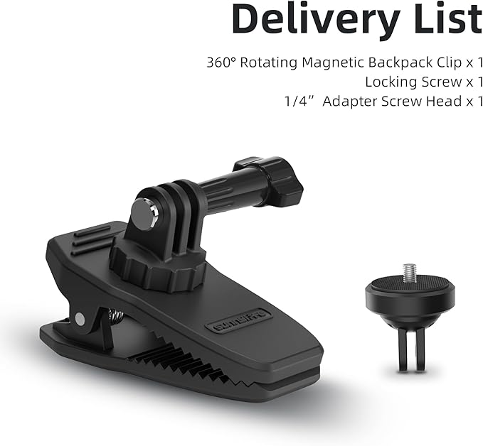 Strong Magnetic Mount, 360° Rotating Backpack Clip Car Sun Visor Mount for DJI Osmo Nano GoPro Action Camera Accessories for Hero 13 12 11 10 Insta360 X5 X4 X3 Ace Pro 2 DJI Action 6 5 Pro 4 3 Pocket