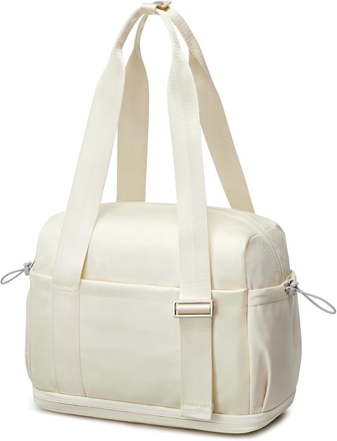 G4Free 10L Mini Gym Bag, Lightweight Small Duffle Bag with Wet Pocket for Women Men, Cute Duffel Bag for Workout Dance Yoga Travel, Beige