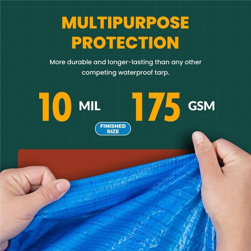 Tarp Cover Brown/Black Heavy Duty 12'X12' Thick Material, Waterproof, Great for Tarpaulin Canopy Tent, Boat, RV Or Pool Cover (12X12 Heavy Duty Poly Tarp Brown/Black)