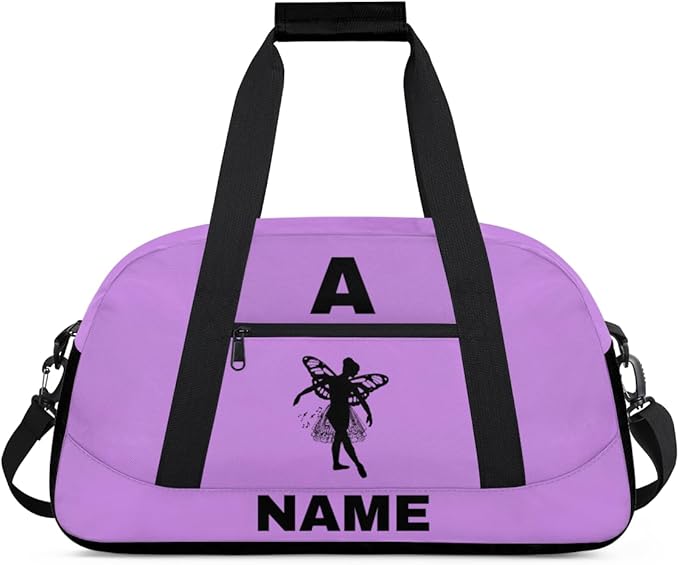 Personalize-Kids-Sports-Duffel-Bags With Custom Name Text Carry-On Overnight Travel Gym Lightweight Dance Pattern Sports Bags For Girls Boys Kids,Lilac
