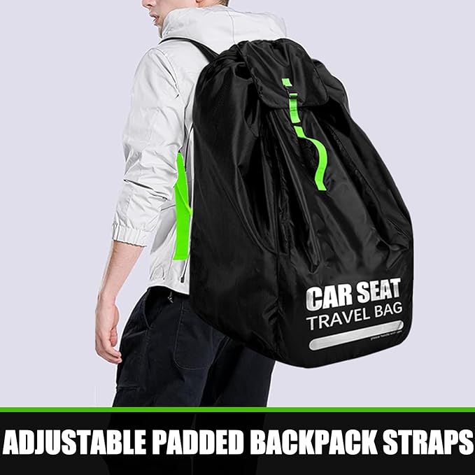 Car Seat Travel Bag for Airplane, Large Car Seat Bags for Air Travel with Padded Straps, Gate Check Storage Bag/Backpack for Car Seat Airport, Carseat Cover Travel - Baby Travel Essentials for Flying