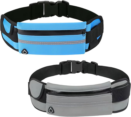 Anti-Theft Invisible Waist Bag, Anti-Theft Money Belt Multifunctional Outdoor Sports Waist Bag for Sports, Travel & Daily Use (Blue+Grey)