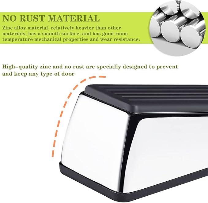Metal Door Stop, Premium Rubber Heavy Door Stopper, Wedge Stopper, 4Pack, Suitable for Door Clearance of 0.4IN-1.18IN (11mm-30mm)