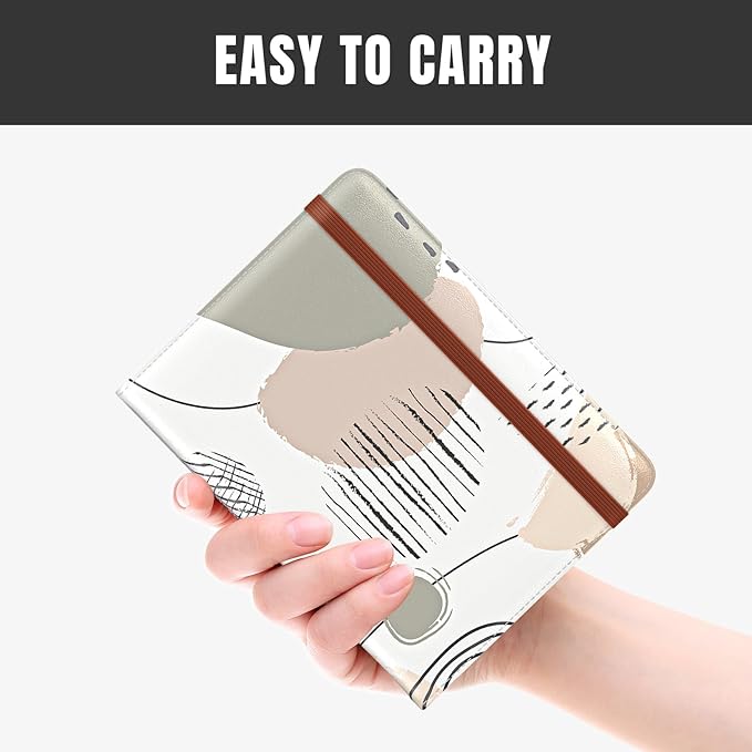 Rimilak Passport Holder, RFID Blocking Passport Cover Wallet Travel Essentials, Leather Travel Air Ticket Documents Organizer Protector for Women and Men, Modern Art