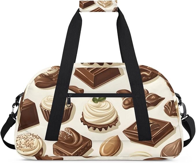 Black And White Chocolate Kids-Duffel-Bags Gymnastics Dance Bag Carry-On Overnight Travel Gym Lightweight Dance Sports Bags For Girls Boys Kids，