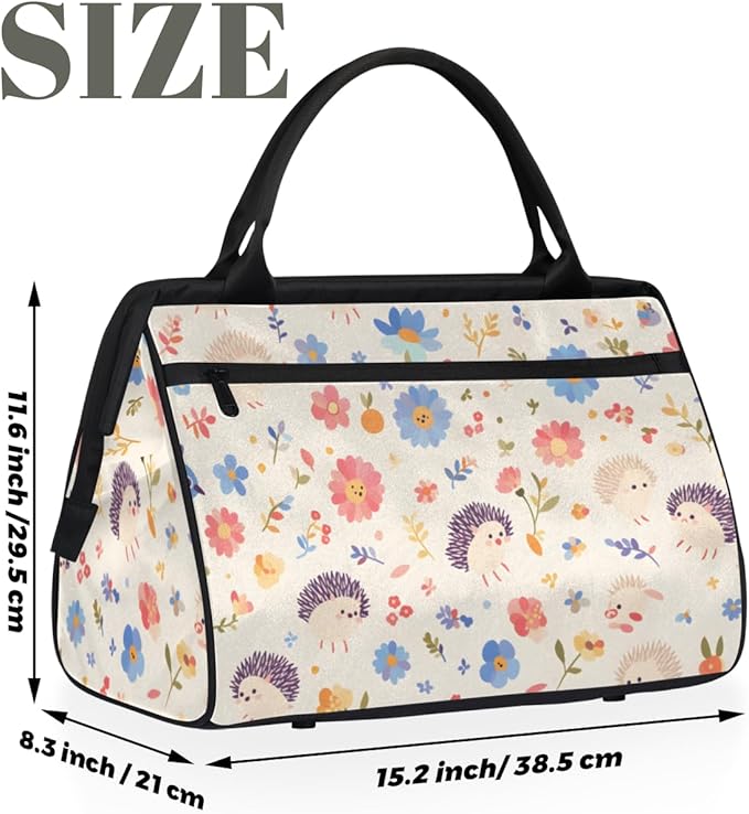 Hedgehog Overnight Weekender Bag for Women Men Travel Duffel Bags Waterproof Luggage Carry on Sports Yoga Gym Bag