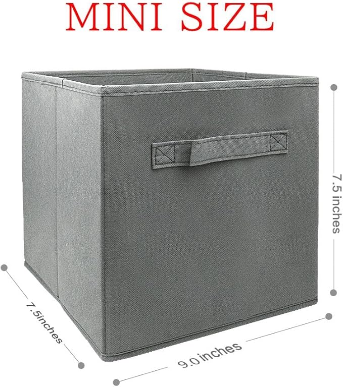 Mini Size 1-Pack Cube Storage Bins 9.0"x7.5"x7.5" Fabirc Foldable Closet Toy Organizer Collapsible Cloth Gray