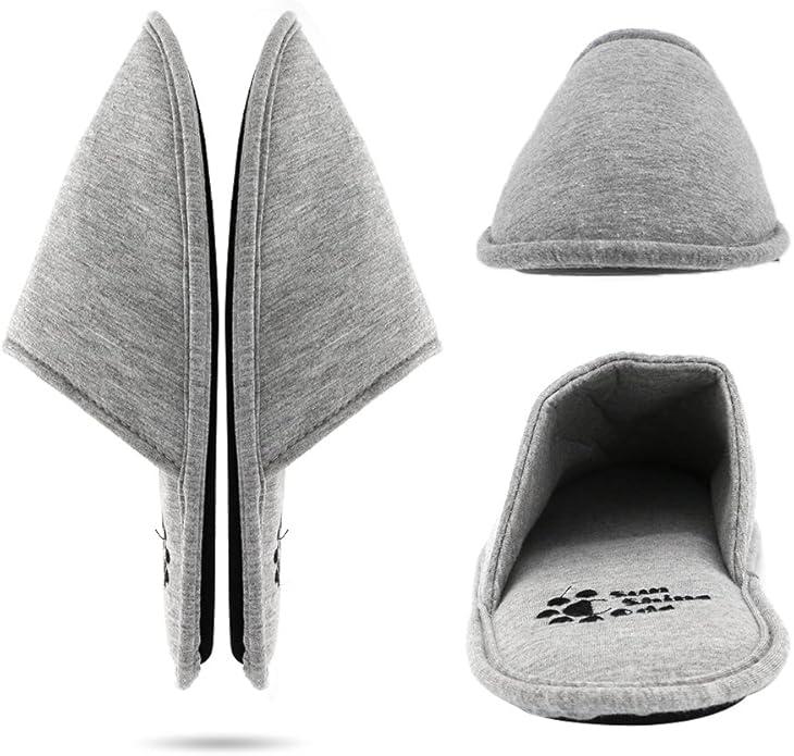 Sunshine Code Men's Memory Foam Cotton Washable Slippers with Matching Travel Bag for Home Hotel Spa Bedroom