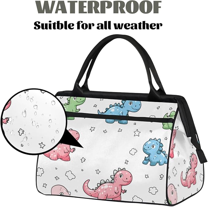 Little Dino Overnight Weekender Bag for Women Men Travel Duffel Bags Waterproof Luggage Carry on Sports Yoga Gym Bag