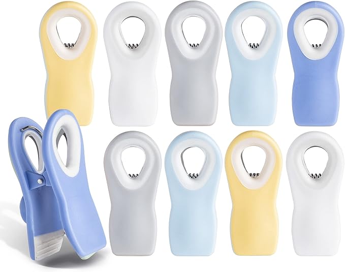 COOK WITH COLOR Bag Clips with Magnet- Food, Chip, Bag Clips for Food Storage with Airtight Seal Grip for Bread, Snack and Food Bags (Yellow and Blue, Pack of 10)