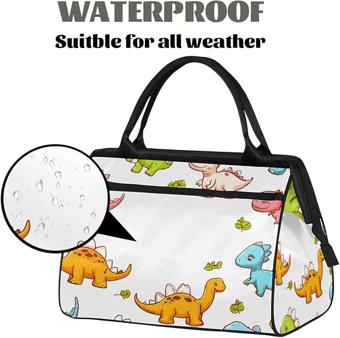 Dino Overnight Weekender Bag for Women Men Travel Duffel Bags Waterproof Luggage Carry on Sports Yoga Gym Bag
