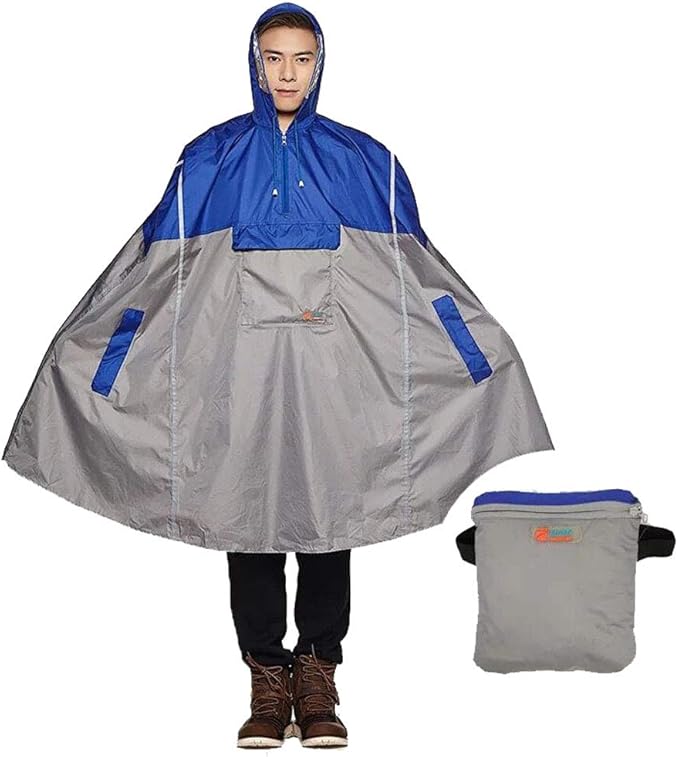 Lightweight Cycling Rain Poncho Breathable Bike Hooded Raincoat Rain Cape with Reflector Strips