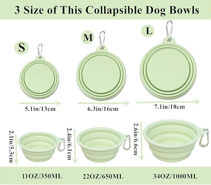 Dog Bowls Pet Collapsible Bowl, 2 Pack,Small,Medium, Large
