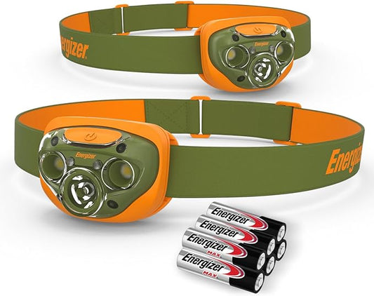 Energizer LED Headlamp PRO (2-Pack), IPX4 Water Resistant Headlamps, High-Performance Head Light for Outdoors, Camping, Running, Storm, Survival LED Light for Emergencies (Batteries Included)