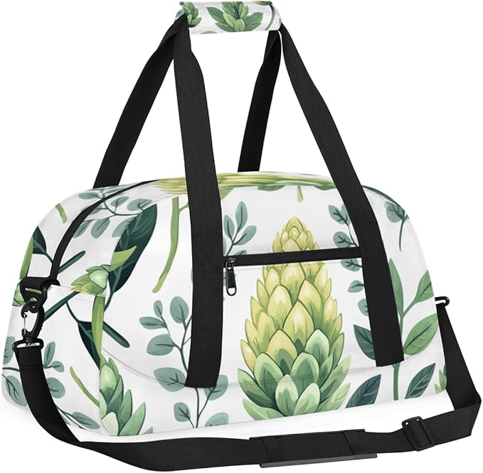 Green Leaves And Fruits Kids-Duffel-Bags Gymnastics Dance Bag Carry-On Overnight Travel Gym Lightweight Dance Sports Bags For Girls Boys Kids，
