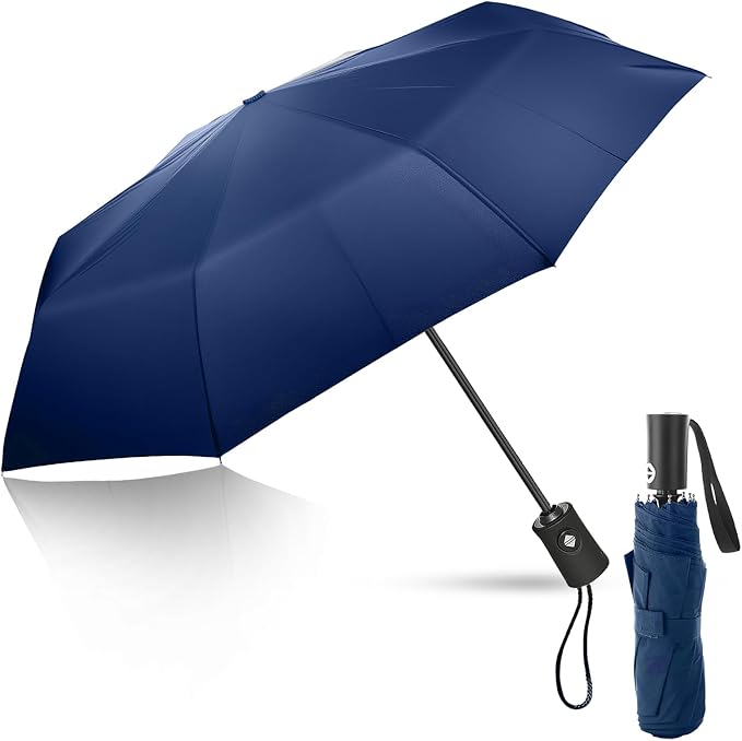 Travel Compact Umbrella, Folding Travel Umbrella for Rain and Shine Small, Windproof Automatic Open/Close, Portable Umbrellas