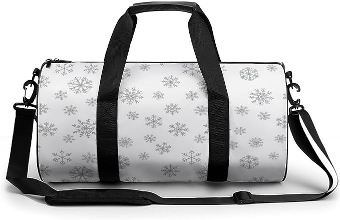 Basketball Football Weekender Bag Dance Sports Gymnastics Bag Lightweight Travel Sports Bags (White Snowflake Christmas)