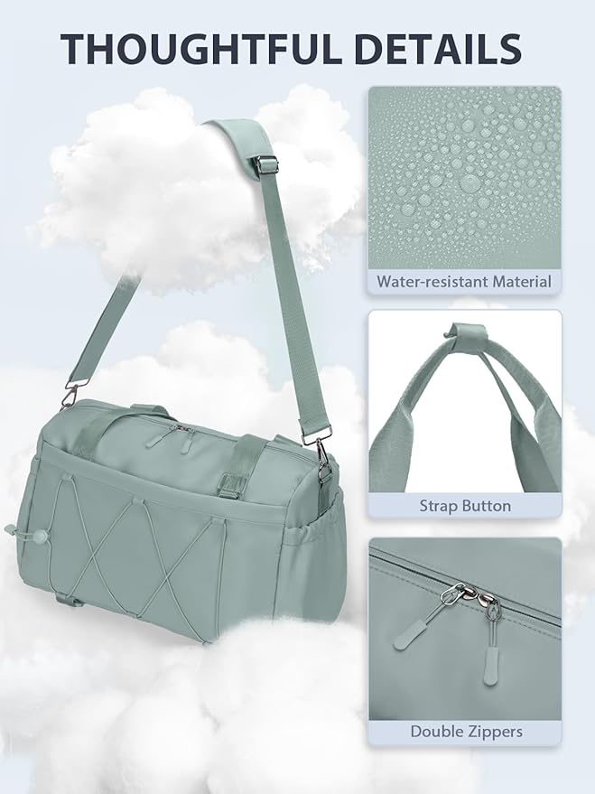 Small Gym Bag for Women with Yoga Mat Holder and Wet Compartment, Mini Gym Duffle Bag Yoga Bag with Water Bottle Pocket for Workout Travel, Green