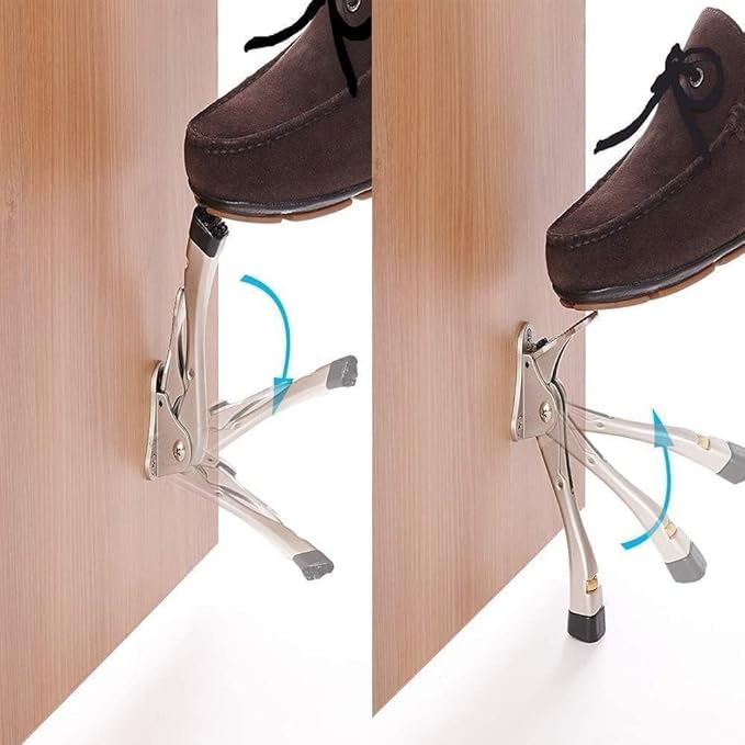 Gotega Door Stopper, 2 Packs Kickdown Door Stop with One Touch Adjustable Height and Rubber Tip 4 Inches, Heavy Duty Door Stops, Door Holder, Bottom of Door - Black