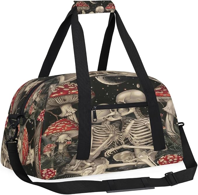 Travel Duffle Bag for travel duffle bag sports Girls Boys Kids Halloween Skull Mushroom Lightweight Overnight Sleepover Weekender Bags Small Dance Gym Sport Bag Teens Carry-On Size Workout Bag