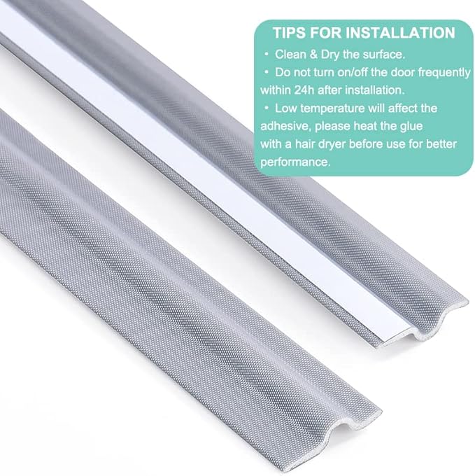 2 Pcs Draft Stopper Sweep, MOPMS Door Weatherproofing Stripping, Window Seal Strip Self-Adhesive Soundproof Seal Strip Cuttable Window Weather Stripping, Length 13.12Ft (2 Pcs x 6.56Ft)