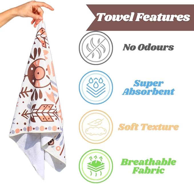 Ethnically Inspired Microfiber Beach Towels Quick Dry Towel,Travel Beach Towel for Swimming Pool, for Kids Adult,63’’ x 31’’, with A Unique Design,Includes Bag. (Earth Tones Tribal)
