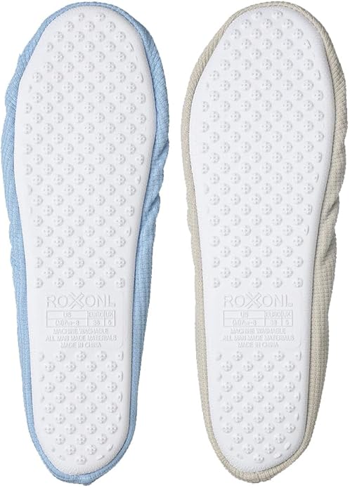 Roxoni Women's Terry Classic Cotton & Velour Ballerina Slippers (Pack of 2)