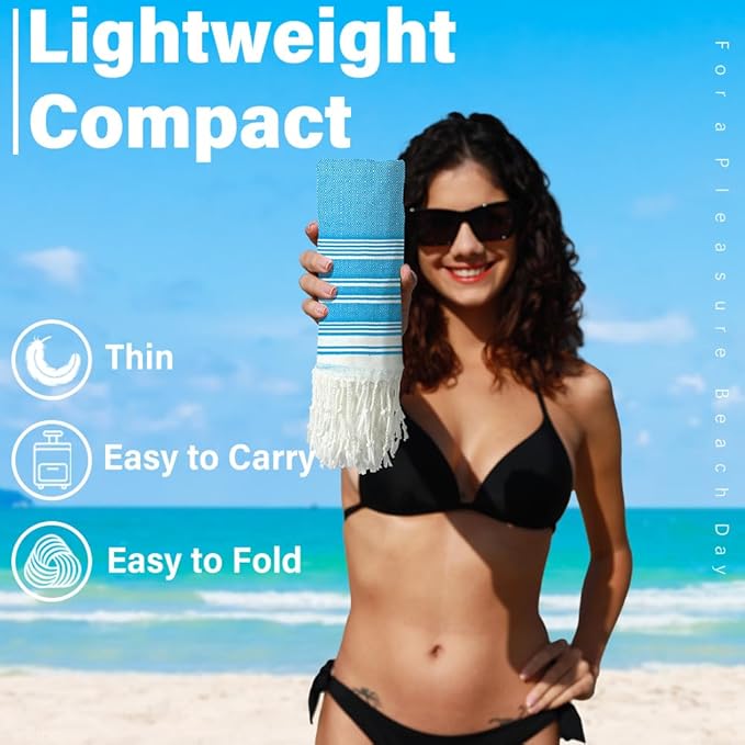 Thin Turkish Beach Towel Lightweight Quick Dry Absorbent Cotton Bathroom Bath Pool Swim Towels Extra Large Oversized Sand Free Beach Accessories Essentials Cloud Gifts for Adult