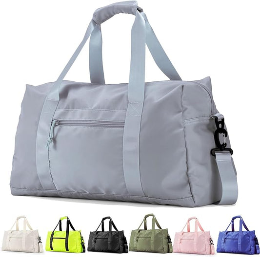 Travel Duffle Bag,Sport Gym Bag for Men And Women with Wet Pocket,Weekender Bag Carry On Tote Bags for Airplane Light Grey