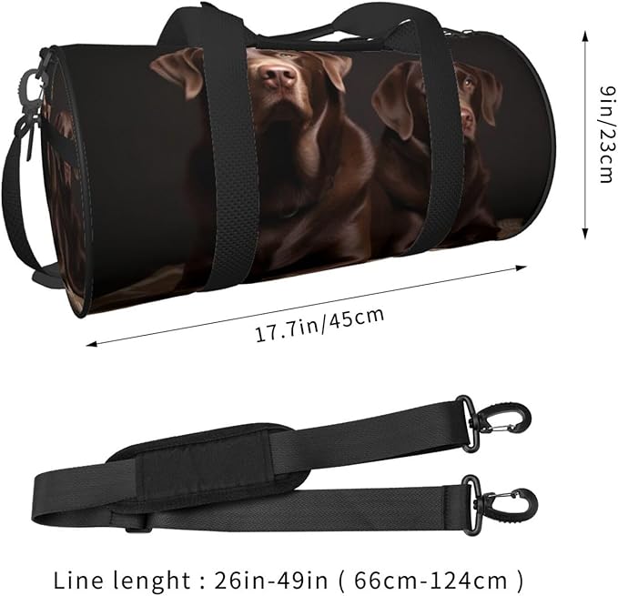 Brown Labrador Retriever Sports Gym Bag for Women Men Travel Duffel Bag Tote Weekender Bag Canvas Carry on Overnight Bag for Travel Swimming Fitness Workout Sports Duffle Bag