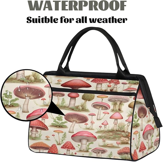 Cottagecore Mushroom Overnight Weekender Bag for Women Men Travel Duffel Bags Waterproof Luggage Carry on Sports Yoga Gym Bag