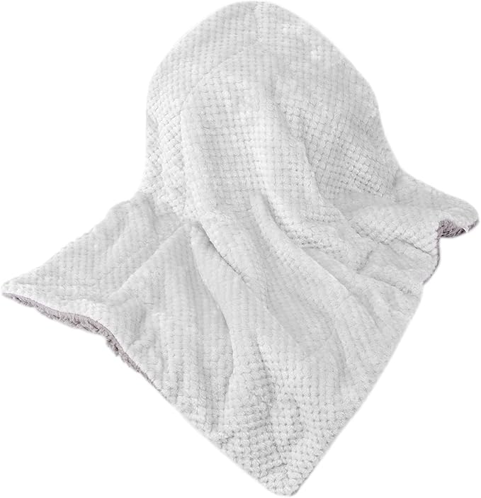 Fuzzy Sherpa Reversible Blanket for Baby, Soft Warm Cozy Coral Fleece Toddler, Infant or Newborn Reversible Blanket for Crib, Stroller, Travel, 40”×60”, Cream
