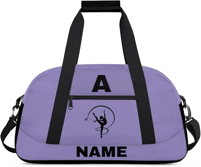 Personalize-Kids-Sports-Duffel-Bags With Custom Name Text Carry-On Overnight Travel Gym Lightweight Dance Pattern Sports Bags For Girls Boys Kids,Lilac 2