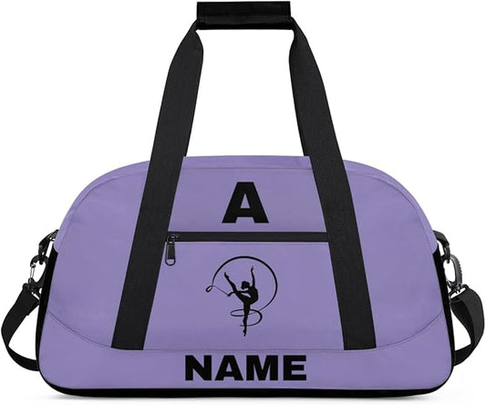 Personalize-Kids-Sports-Duffel-Bags With Custom Name Text Carry-On Overnight Travel Gym Lightweight Dance Pattern Sports Bags For Girls Boys Kids,Lilac 2