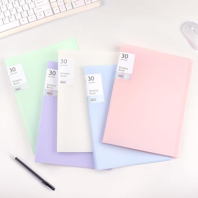 Tamaki Binder with Plastic Sleeves, Portfolio Folder with Clear Sheet Protectors, Display 60 Pages Book, Presentation Book for Artwork, Document Organizer, 1 Pack (Pink)
