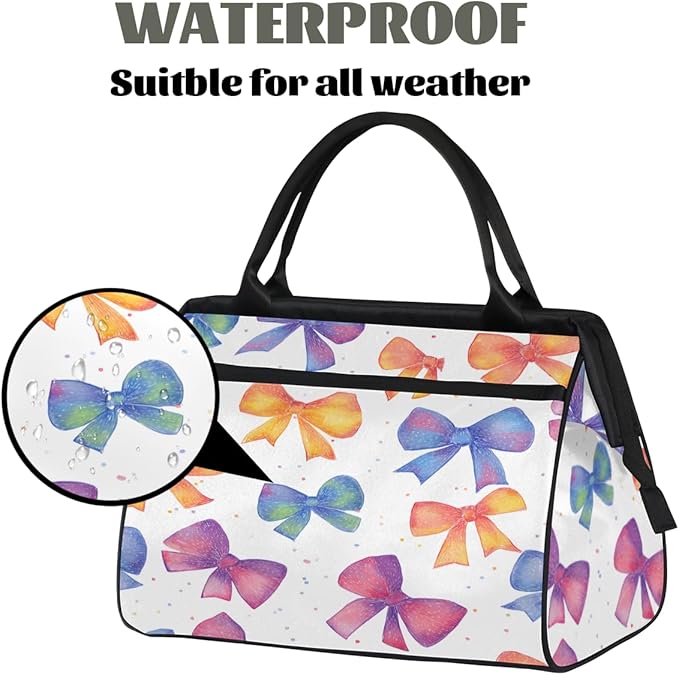 Colorful Bow Tie Overnight Weekender Bag for Women Men Travel Duffel Bags Waterproof Luggage Carry on Sports Yoga Gym Bag
