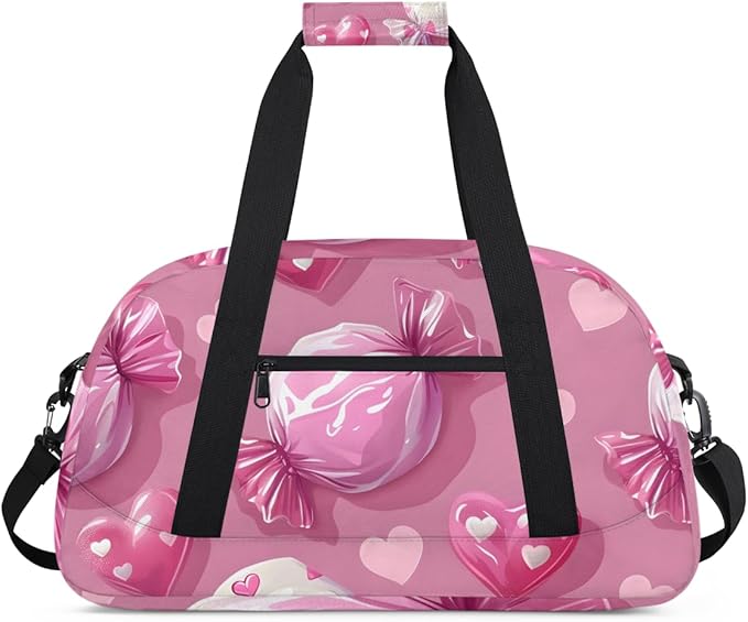 Candy Love Kids-Duffel-Bags Gymnastics Dance Bag Carry-On Overnight Travel Gym Lightweight Dance Sports Bags For Girls Boys Kids，