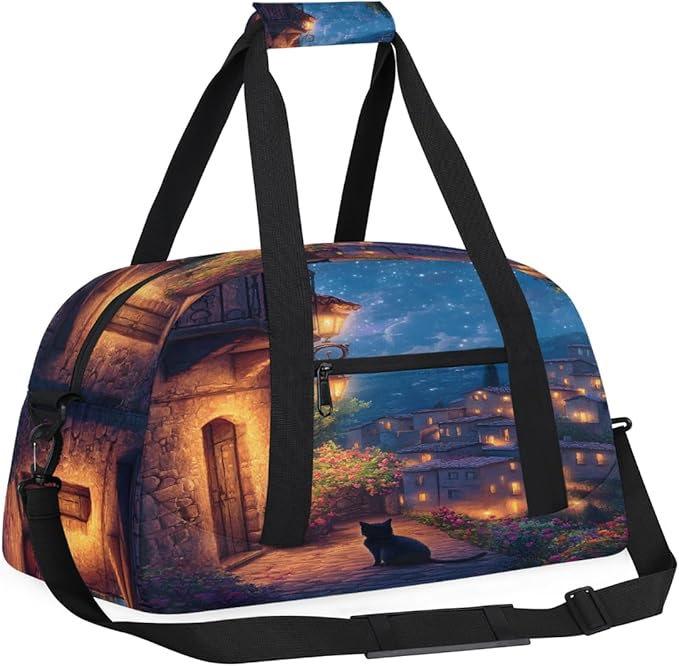Travel Duffle Bag for travel duffle bag sports Girls Boys Kids Cat Animals Landscape Lightweight Overnight Sleepover Weekender Bags Small Dance Gym Sport Bag Teens Carry-On Size Workout Bag