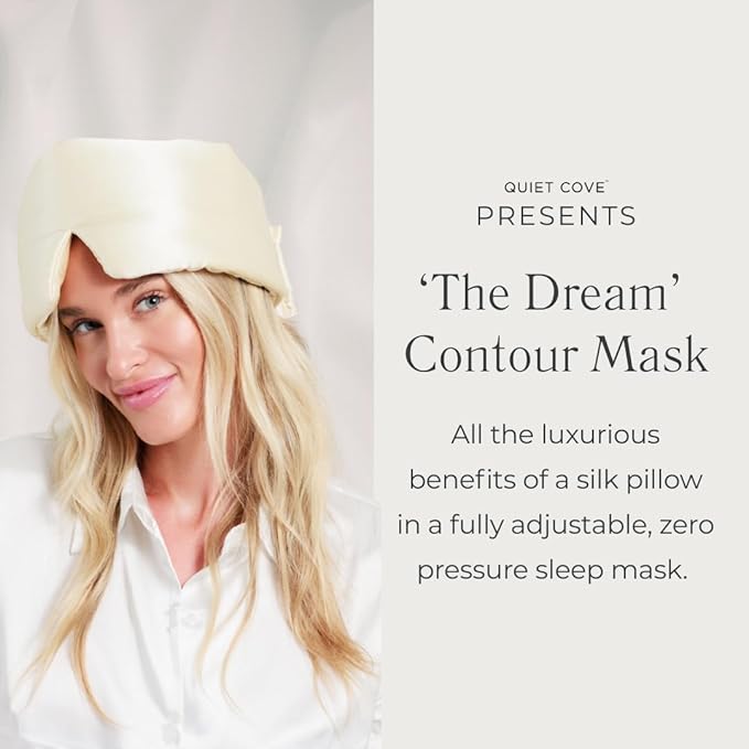 QUIET COVE Plush 3D Contoured Silk Sleep Mask - Total Blackout, 100% Silk 22 Momme, Foam Eye Cups Do Not Crush Eyelashes, Luxe Cloud Filling, Side Sleeping Comfort (Limited Edition Moonlight Yellow)