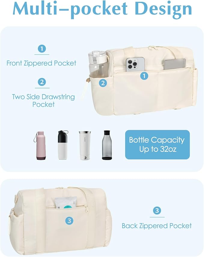 Small Gym Bag, Mini Gym Bag for Women with Yoga Mat Holder and Wet Compartment, Cute Small Yoga Mat Bag with Water Bottle Pocket for Workout Dance, Beige