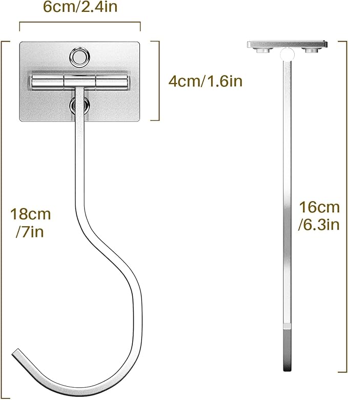 Under Cabinet Banana Hook Foldable - Adhesive Banana Hanger Under Counter, Heavy Duty Stainless Banana Holder (13lb), Magnetic Fold-Up When Not in Use, Premium Material, Silver