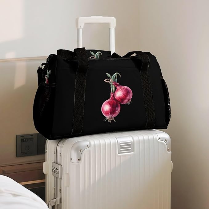 Red Onions Duffle Bag Gym Bag for Workout Travel Tote with Detachable Straps