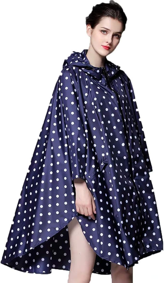 NUUR Rain Poncho for Women Adults Unisex Hooded Zipper Raincoat Waterproof Reusable Hiking Rain Coat with Pockets