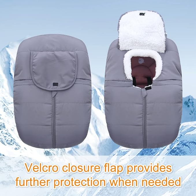 Mom's Choice Awards Winner-TSAYAWA Winter Baby Car Seat Cover -Keep Babies Warm Carseat Bunting Bag/Blanket for Newborn & Infant - Cold Weather Insulated Windproof Carrier Canopy for Travel (Grey)