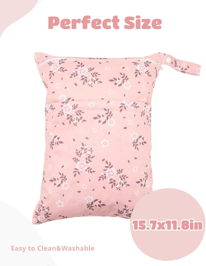 Wet Dry Bags Two Zipper Pockets Travel Beach Pool Reusable Waterproof Yoga Gym Bag for Baby Cloth Diaper Swimsuits Wet Clothes 3 Pack 3L10