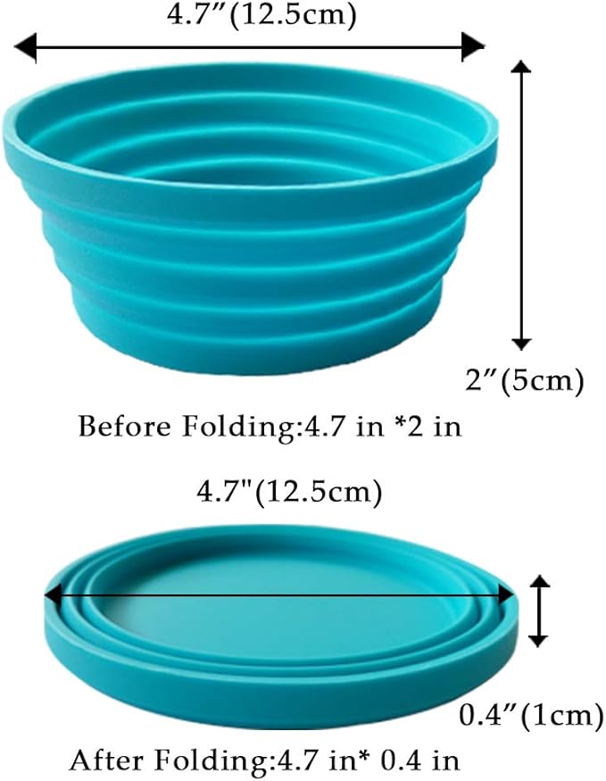 Ecoart Silicone Expandable Collapsible Bowl for Travel Camping Hiking, Blue (1 Pack)