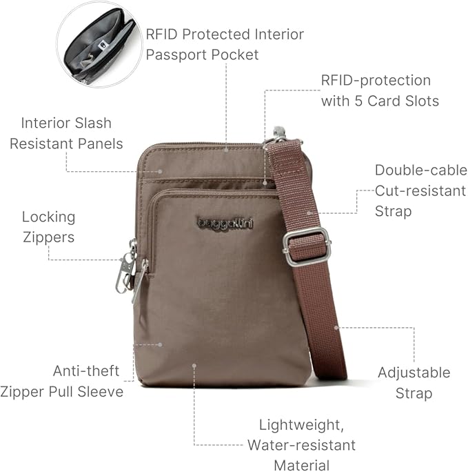 Baggallini Women's Securtex Anti-theft Activity Crossbody Bag
