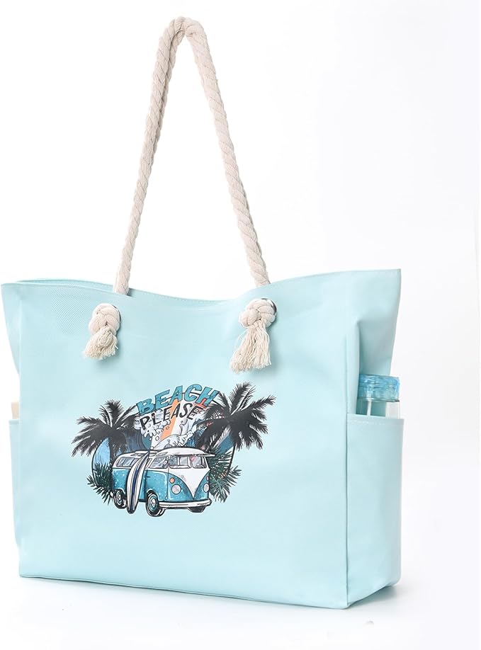 Beach Bags for Women Large Waterproof Beach Travel Tote Bags Sandproof Swim Pool Bag Canvas Zipper Big Tote