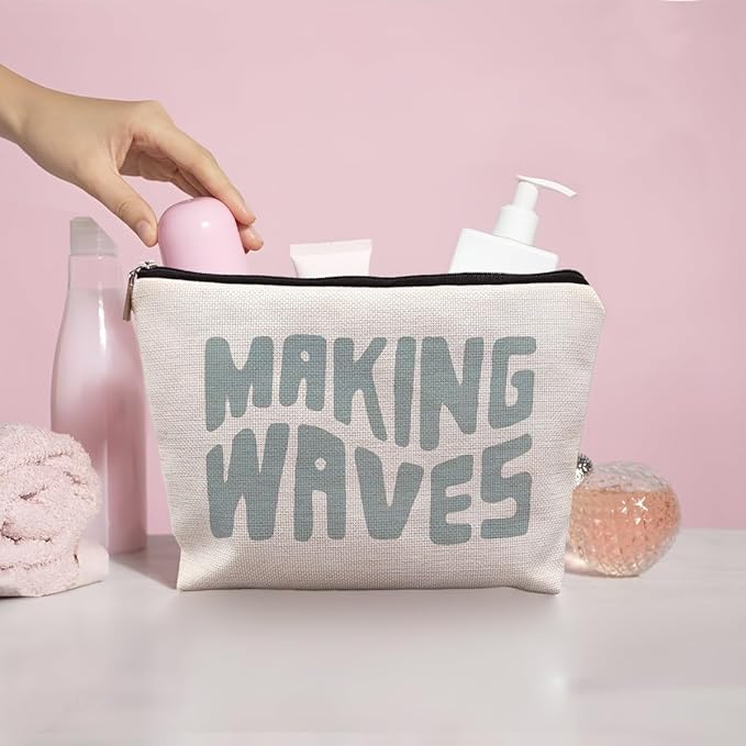 Aesthetic Beach Makeup Bag - Gifts for Beach Lovers, Summer Vacation Essentials
