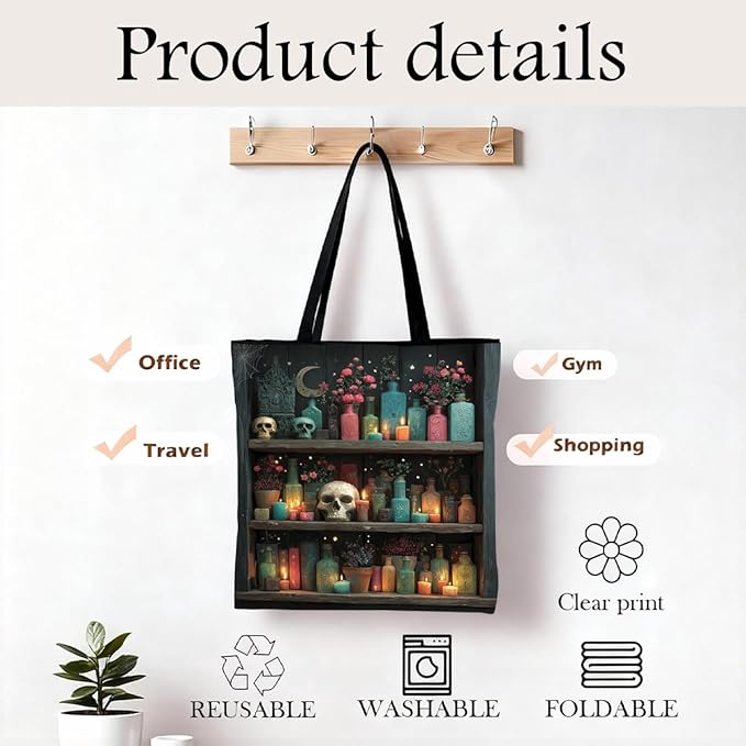 Canvas Tote Bag for Women, Vintage Print Handbag, Aesthetic Shopping Bag for Work Travel Beach, Everyday Shoulder Tote